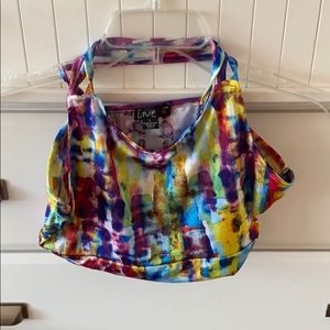 Neon graphics workout crop top